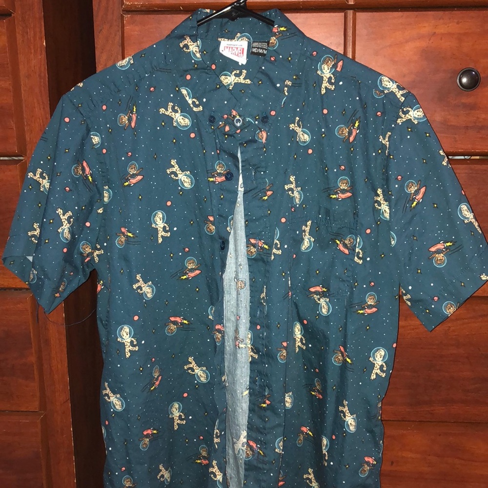 Rocket & Groot Short-Sleeved Button Down